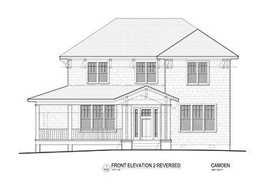 a technical drawings of the front elevation of one of the homes in the Wendover Hill community